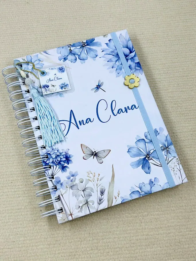 Caderno Pautado A5 Borboletas Azuis