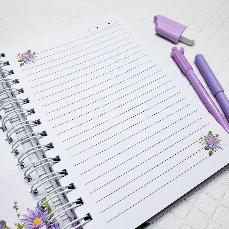 Caderno Pautado A5 Flores Lilás  miniatura 3