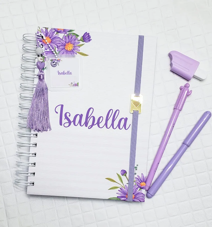 Caderno Pautado A5 Flores Lilás  miniatura 2