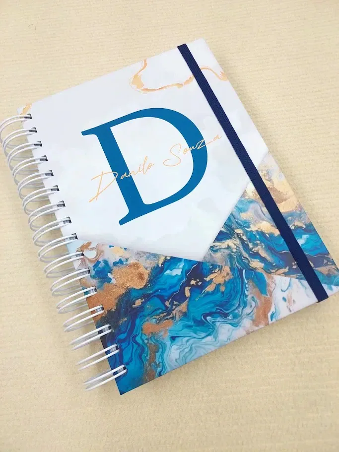 Caderno Pautado A5 Masculino Marmorizado