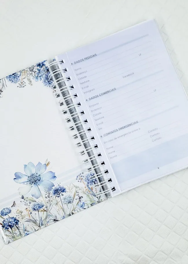 Caderno Pautado A5 Flor Azul miniatura 3