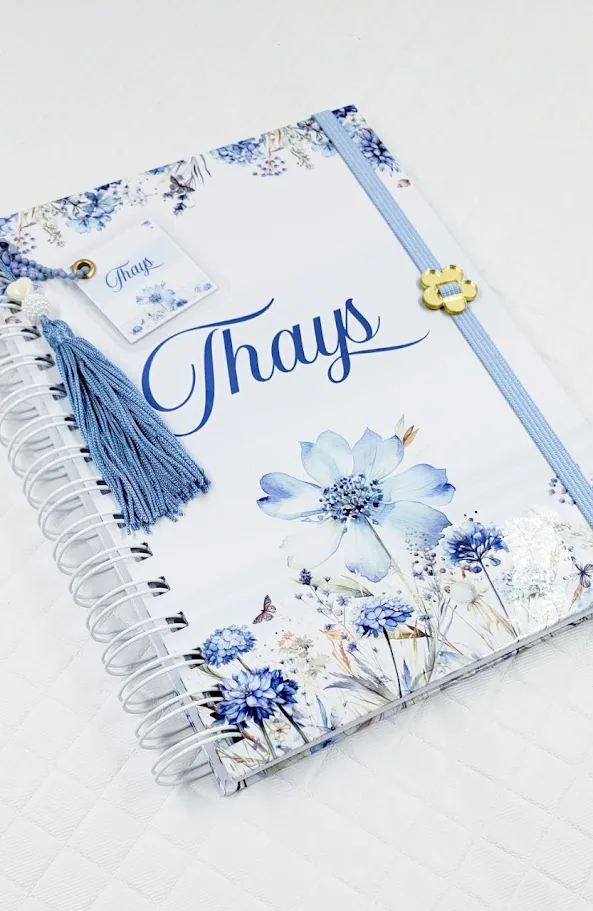 Caderno Pautado A5 Flor Azul miniatura 2
